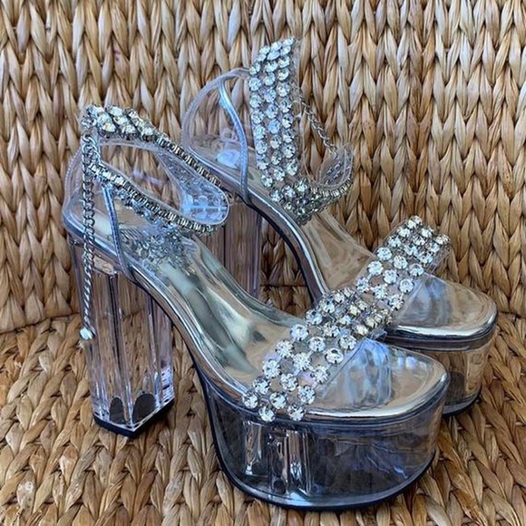 New Sugar Thrillz x Dolls Kill Lucite Platform heels - Picture 1 of 5
